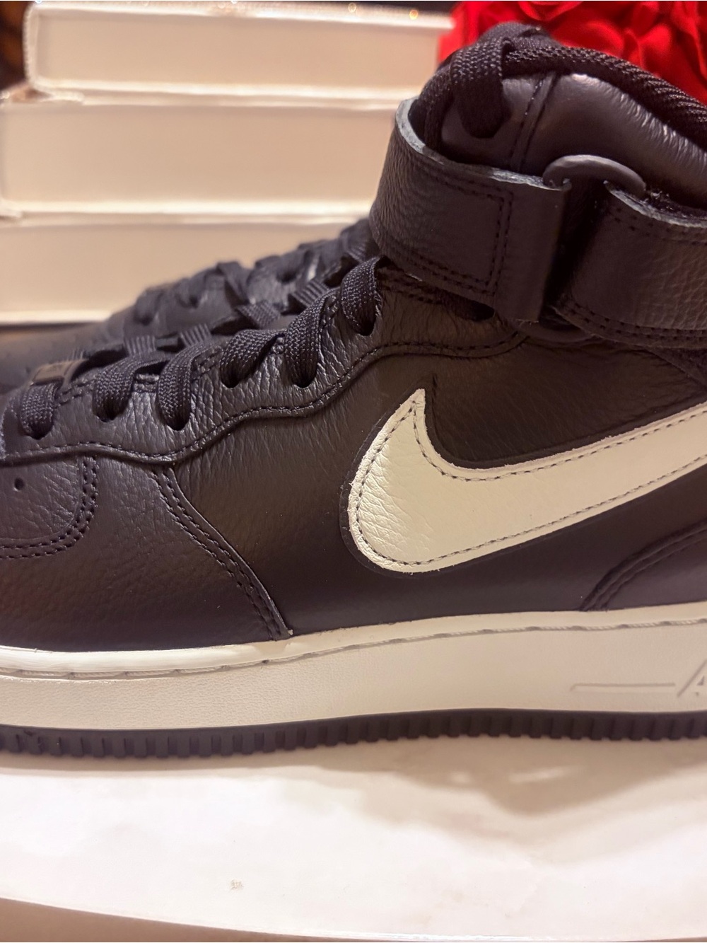 New Custom Nike Air Force 1s. Black High-Top with Gray Swoosh
